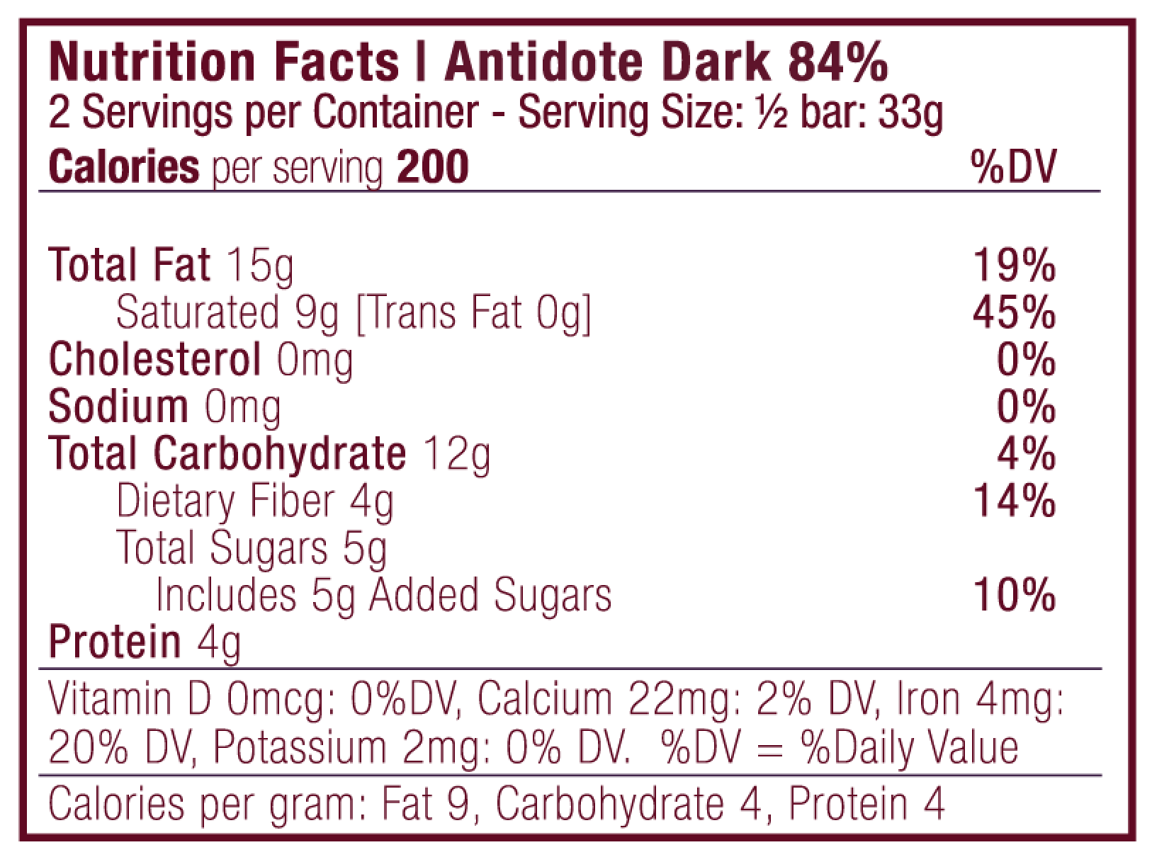 Antidote Chocolate NINA: NAKED 84%