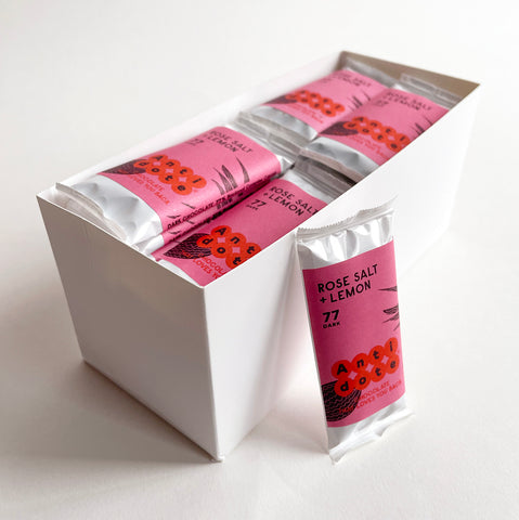Box of 36 MINI bars: Antidote Rose Salt + Lemon 77%