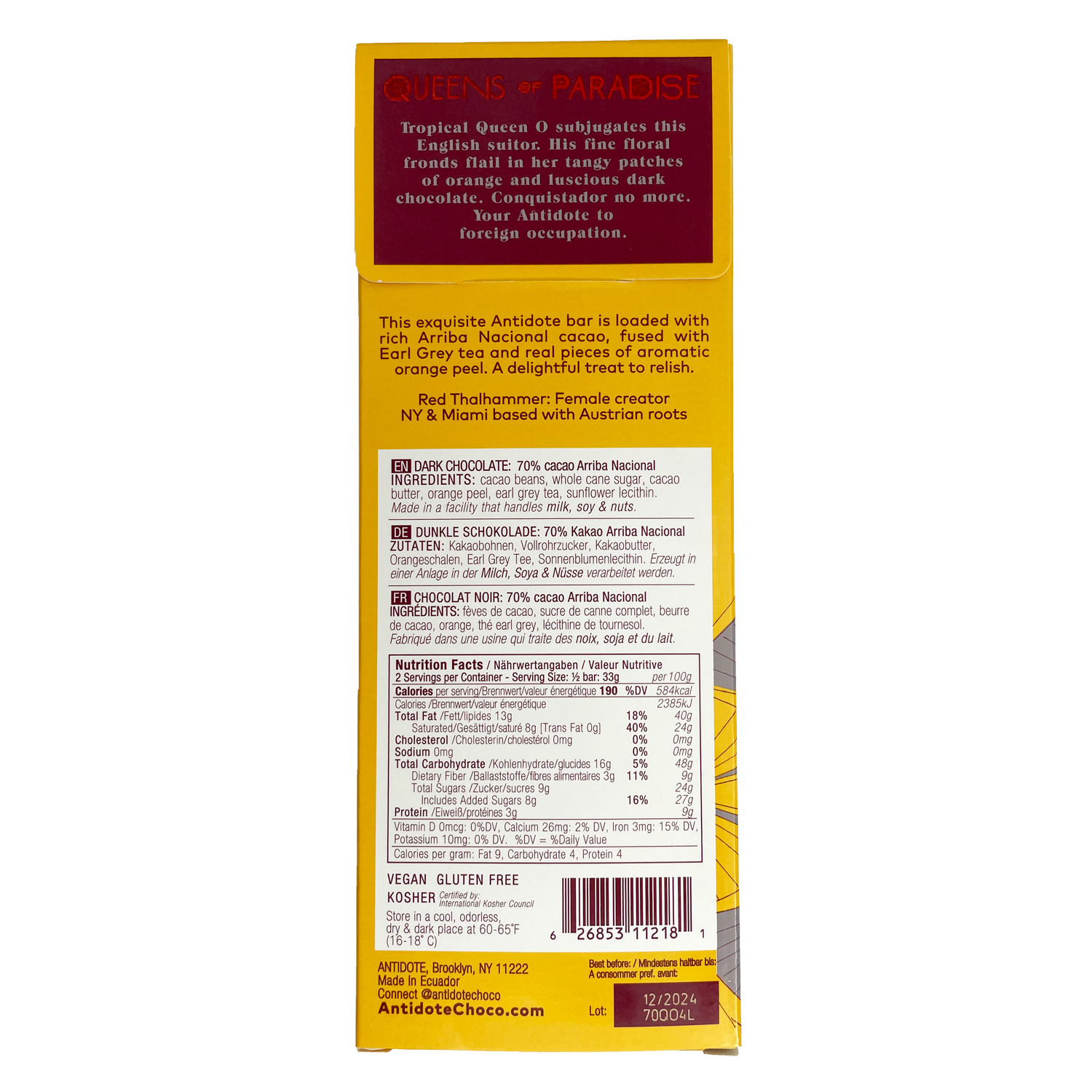 Antidote Chocolate BOX OF 12 QUEEN O: ORANGE & EARL GREY
