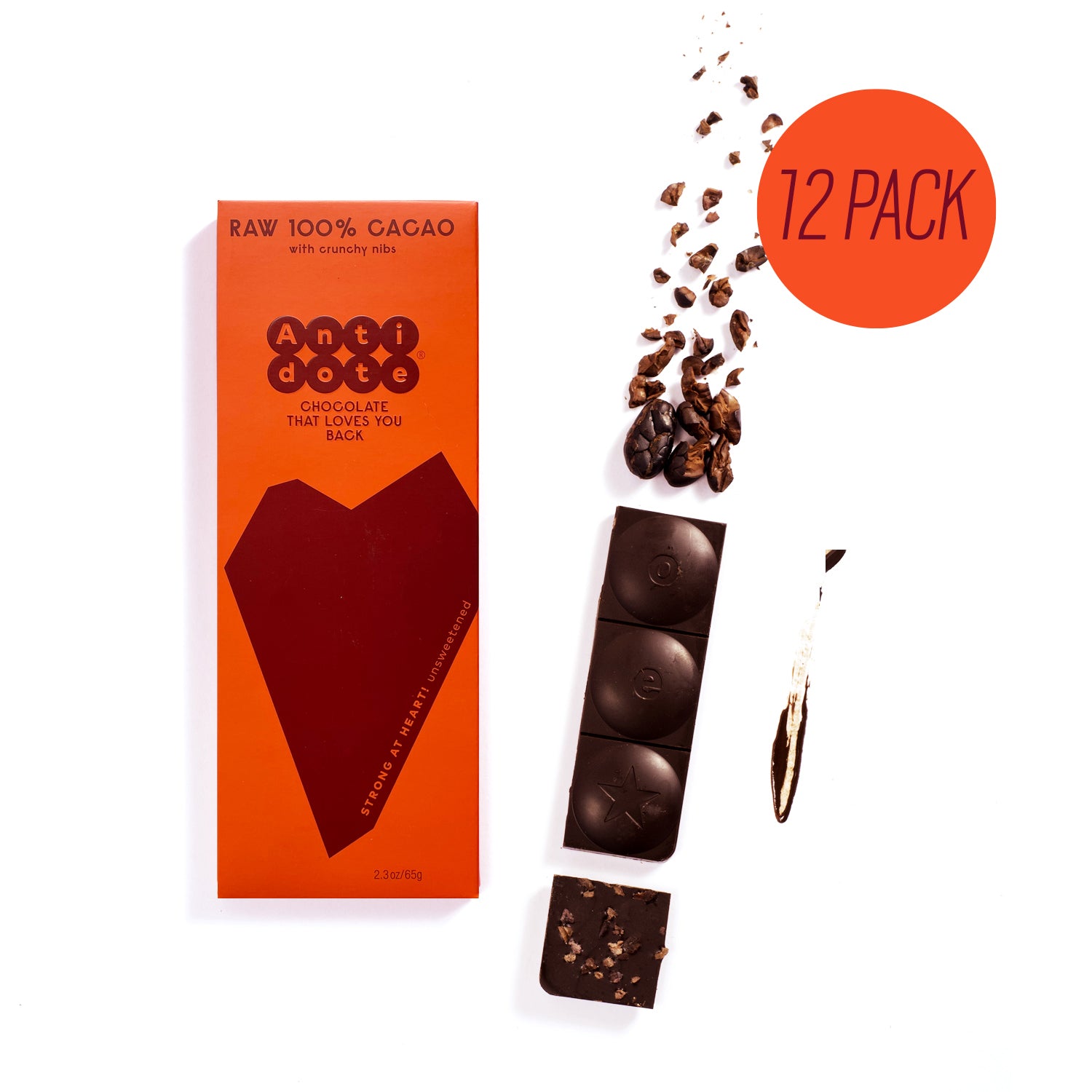 BOX OF 12 TONA: RAW 100% CACAO + NIBS