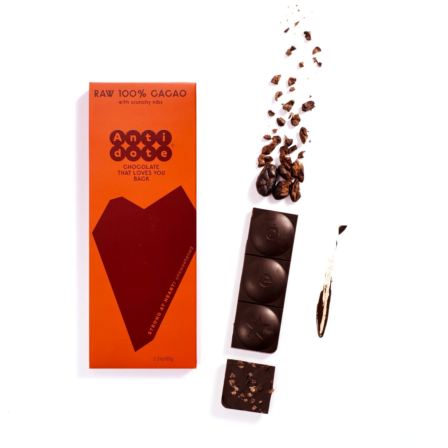 Cacao Mood Boost Delicious Nosugar Raw 100% Bars with Nibs – Antidote