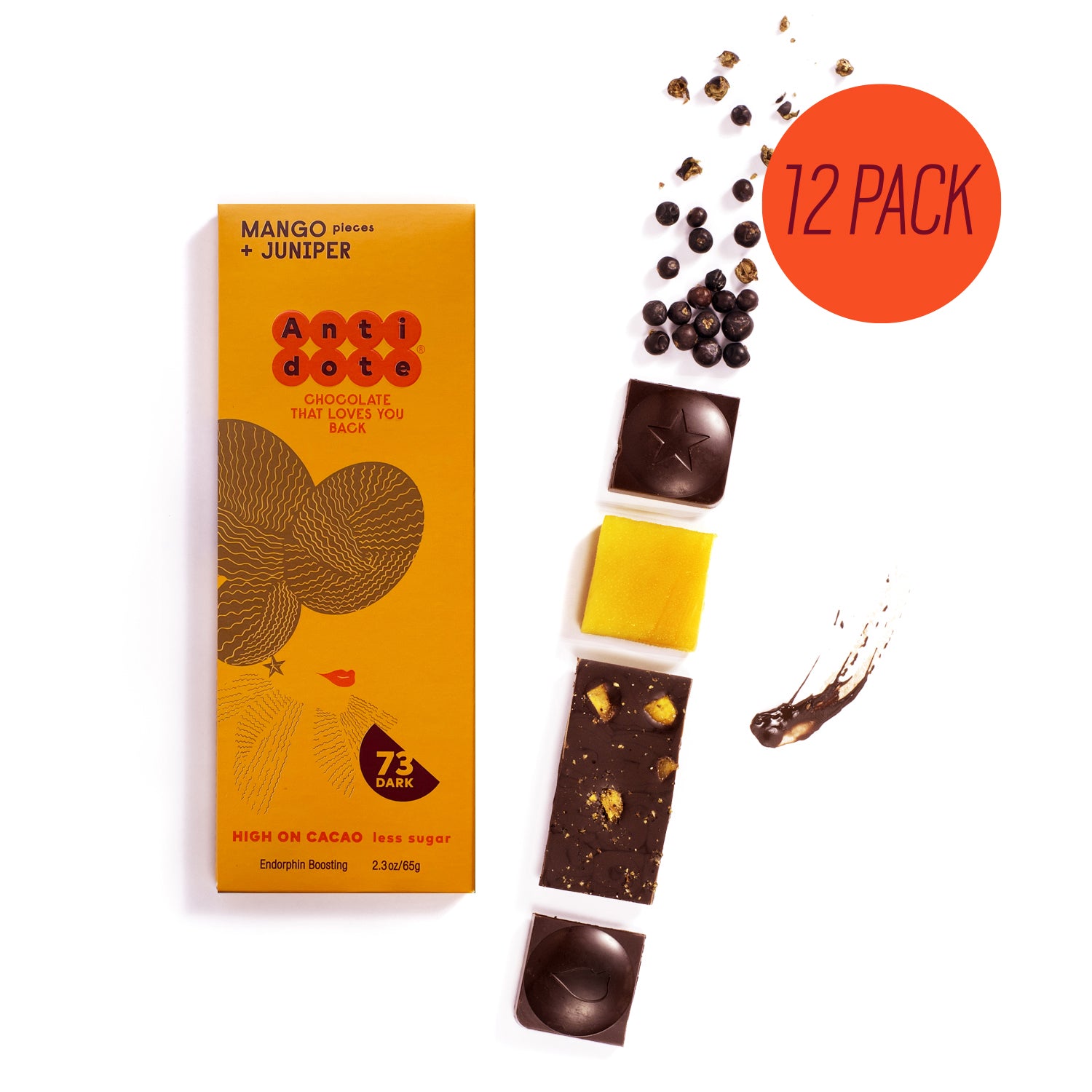 Antidote Chocolate BOX OF 12 HYBRIS: MANGO + JUNIPER