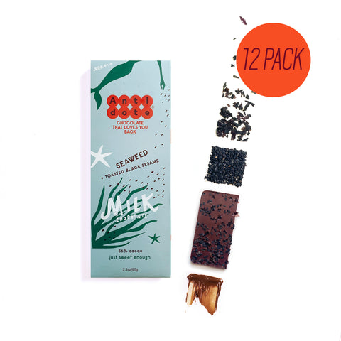 Antidote Chocolate BOX OF 12 MERMAID: SEAWEED + BLACK SESAME MILK CHOCOLATE 56%